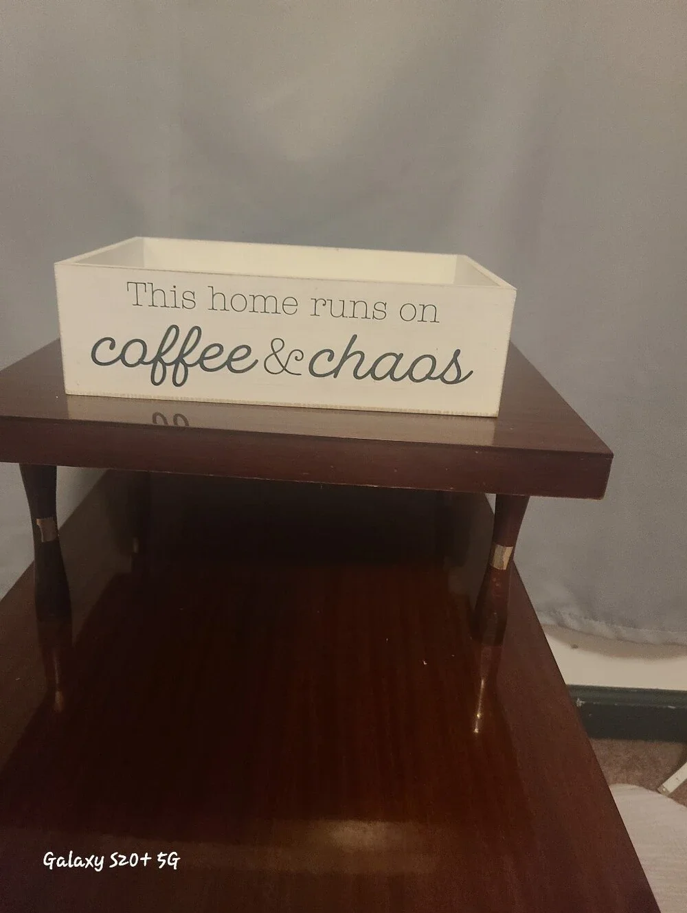 White Decorative Wooden Tray Box - Coffee & Chaos